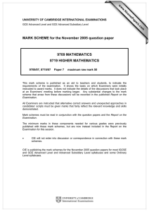 MARK SCHEME for the November 2005 question paper  9709 MATHEMATICS