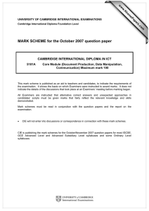 MARK SCHEME for the October 2007 question paper  www.XtremePapers.com