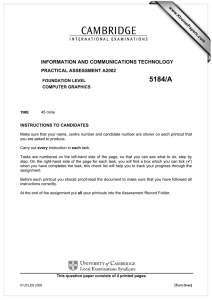 INFORMATION AND COMMUNICATIONS TECHNOLOGY PRACTICAL ASSESSMENT A2002 www.XtremePapers.com FOUNDATION LEVEL