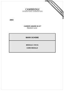 2003 MARK SCHEME CAREER AWARD IN ICT