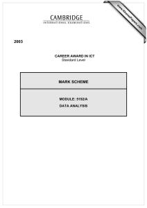 2003 MARK SCHEME CAREER AWARD IN ICT