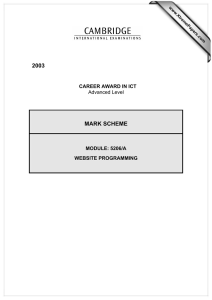 2003 MARK SCHEME CAREER AWARD IN ICT
