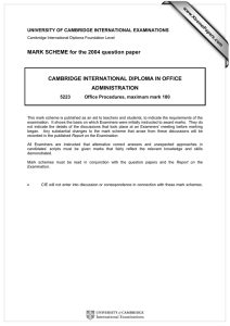 MARK SCHEME for the 2004 question paper  ADMINISTRATION