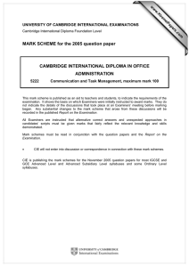 MARK SCHEME for the 2005 question paper  ADMINISTRATION