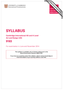 SYLLABUS 9183 Cambridge International AS and A Level Art and Design (US)