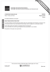 www.XtremePapers.com Cambridge International Examinations 9276/03 Cambridge International Advanced Subsidiary and Advanced Level