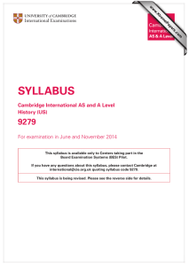 SYLLABUS 9279 Cambridge International AS and A Level History (US)