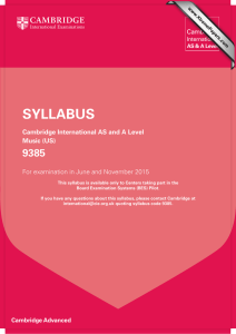 SYLLABUS 9385 Cambridge International AS and A Level Music (US)