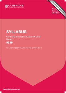 SYLLABUS 9389 Cambridge International AS and A Level History