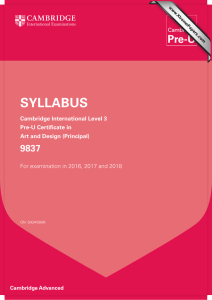 SYLLABUS 9837 Cambridge International Level 3 Pre-U Certificate in
