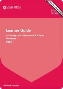 Learner Guide 9699 Cambridge International AS &amp; A Level Sociology