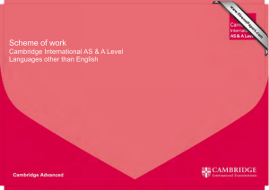Scheme of work Cambridge International AS &amp; A Level