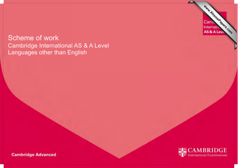 Scheme Of Work Cambridge International AS A Level