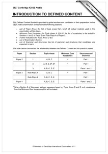 INTRODUCTION TO DEFINED CONTENT www.XtremePapers.com 0527 Cambridge IGCSE Arabic