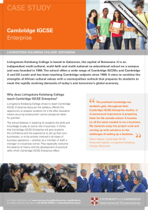 CASE STUDY Cambridge IGCSE Enterprise