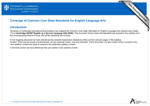 Coverage of Common Core State Standards for English Language Arts Introduction  www.XtremePapers.com