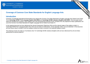 Coverage of Common Core State Standards for English Language Arts  Introduction www.XtremePapers.com
