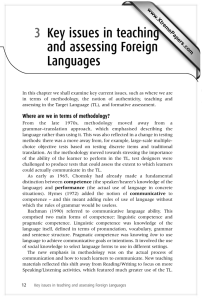 3 Key issues in teaching and assessing Foreign Languages