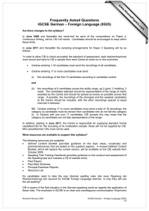 Frequently Asked Questions IGCSE German – Foreign Language (0525) www.XtremePapers.com