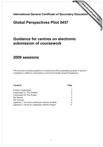 Global Perspectives Pilot 0457 Guidance for centres on electronic submission of coursework
