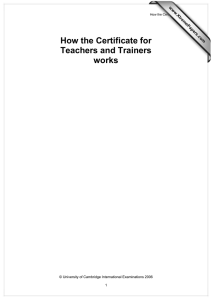 How the Certificate for Teachers and Trainers works