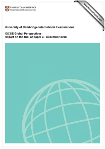 University of Cambridge International Examinations  IGCSE Global Perspectives