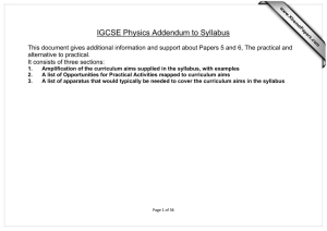 IGCSE Physics Addendum to Syllabus