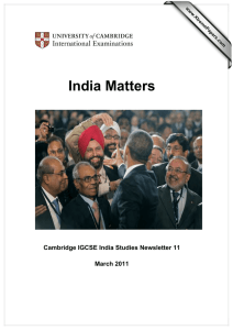 India Matters  Cambridge IGCSE India Studies Newsletter 11 March 2011