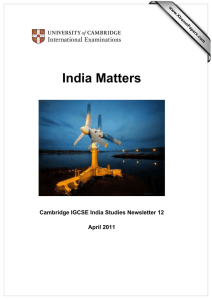 India Matters  Cambridge IGCSE India Studies Newsletter 12 April 2011