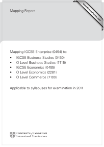 Mapping Report Mapping IGCSE Enterprise (0454) to: