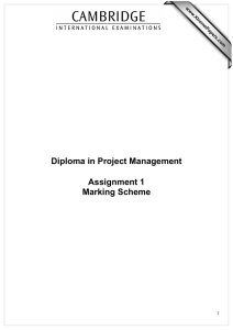 Diploma in Project Management Assignment 1 Marking Scheme