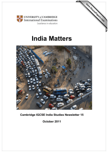 India Matters  Cambridge IGCSE India Studies Newsletter 15 October 2011