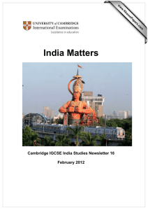 India Matters  Cambridge IGCSE India Studies Newsletter 16 February 2012