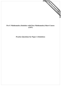 Pre-U Mathematics (Statistics with Pure Mathematics) Short Course (1347)