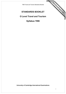 STANDARDS BOOKLET  O Level Travel and Tourism Syllabus 7096