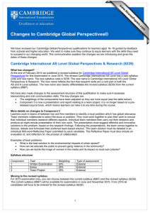 Changes to Cambridge Global Perspectives®  www.XtremePapers.com
