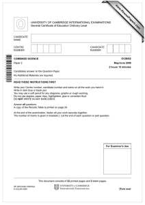 www.XtremePapers.com UNIVERSITY OF CAMBRIDGE INTERNATIONAL EXAMINATIONS General Certificate of Education Ordinary Level 5129/02