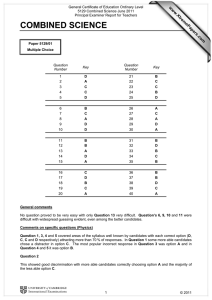 General Certificate of Education Ordinary Level 5129 Combined Science June 2011