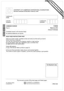 www.XtremePapers.com UNIVERSITY OF CAMBRIDGE INTERNATIONAL EXAMINATIONS General Certificate of Education Ordinary Level 5129/02