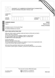 www.XtremePapers.com UNIVERSITY OF CAMBRIDGE INTERNATIONAL EXAMINATIONS General Certificate of Education Ordinary Level 5129/21