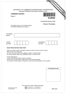 UNIVERSITY OF CAMBRIDGE INTERNATIONAL EXAMINATIONS General Certificate of Education Ordinary Level