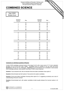 General Certificate of Education Ordinary Level 5129 Combined Science November 2009