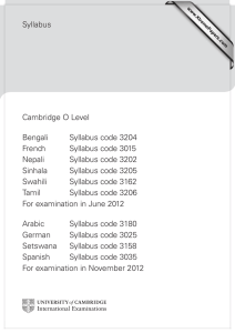 Syllabus Cambridge O Level Bengali Syllabus code 3204