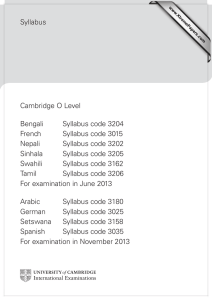 Syllabus Cambridge O Level Bengali Syllabus code 3204