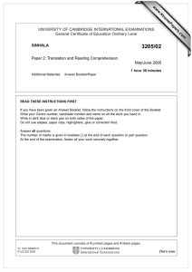 3205/02 UNIVERSITY OF CAMBRIDGE INTERNATIONAL EXAMINATIONS General Certificate of Education Ordinary Level SINHALA