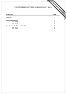 www.XtremePapers.com STANDARDS BOOKLET FOR O LEVEL SOCIOLOGY (2251) CONTENTS PAGE