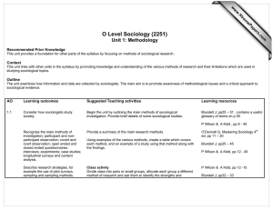 O Level Sociology (2251)  Unit 1: Methodology www.XtremePapers.com