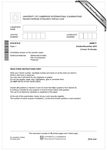 www.XtremePapers.com UNIVERSITY OF CAMBRIDGE INTERNATIONAL EXAMINATIONS General Certificate of Education Ordinary Level 4040/11