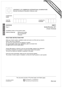 www.XtremePapers.com UNIVERSITY OF CAMBRIDGE INTERNATIONAL EXAMINATIONS General Certificate of Education Ordinary Level 4040/11