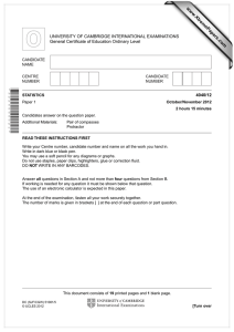 www.XtremePapers.com UNIVERSITY OF CAMBRIDGE INTERNATIONAL EXAMINATIONS General Certificate of Education Ordinary Level 4040/12